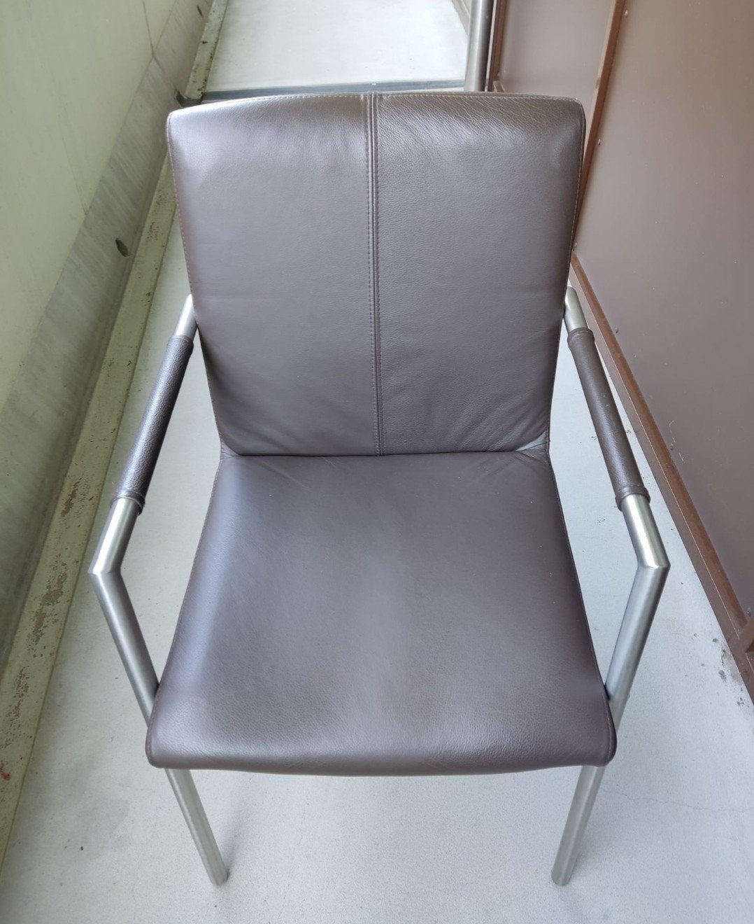 4 leren stoelen, Ophalen, Bruin, Leer, Zo goed als nieuw