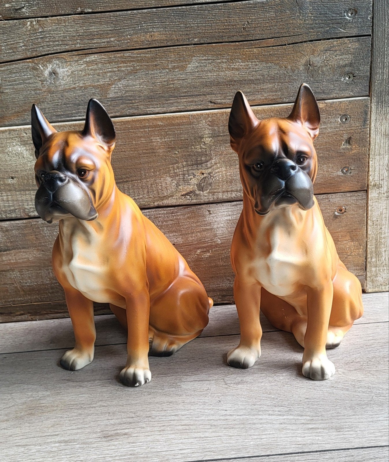 Set van 2 Vintage Boxer Honden Beeldjes, Ophalen of Verzenden, Zo goed als nieuw, Hond of Kat, Beeldje of Figuurtje