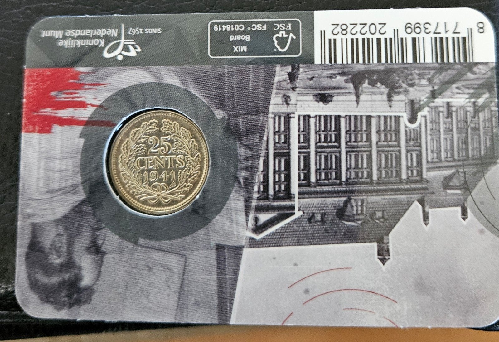 25 ct 1941Pp in coincard, Ophalen of Verzenden, Koningin Wilhelmina, 25 cent