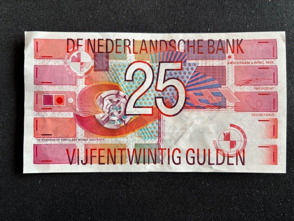 Mooi Bankbiljet 25 Gulden 1989 – Roodborstje, Verzenden, 25 gulden, Los biljet