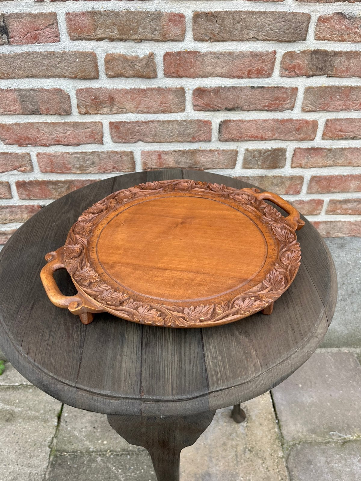 Vintage teak koloniaal dienblad,, Ophalen of Verzenden