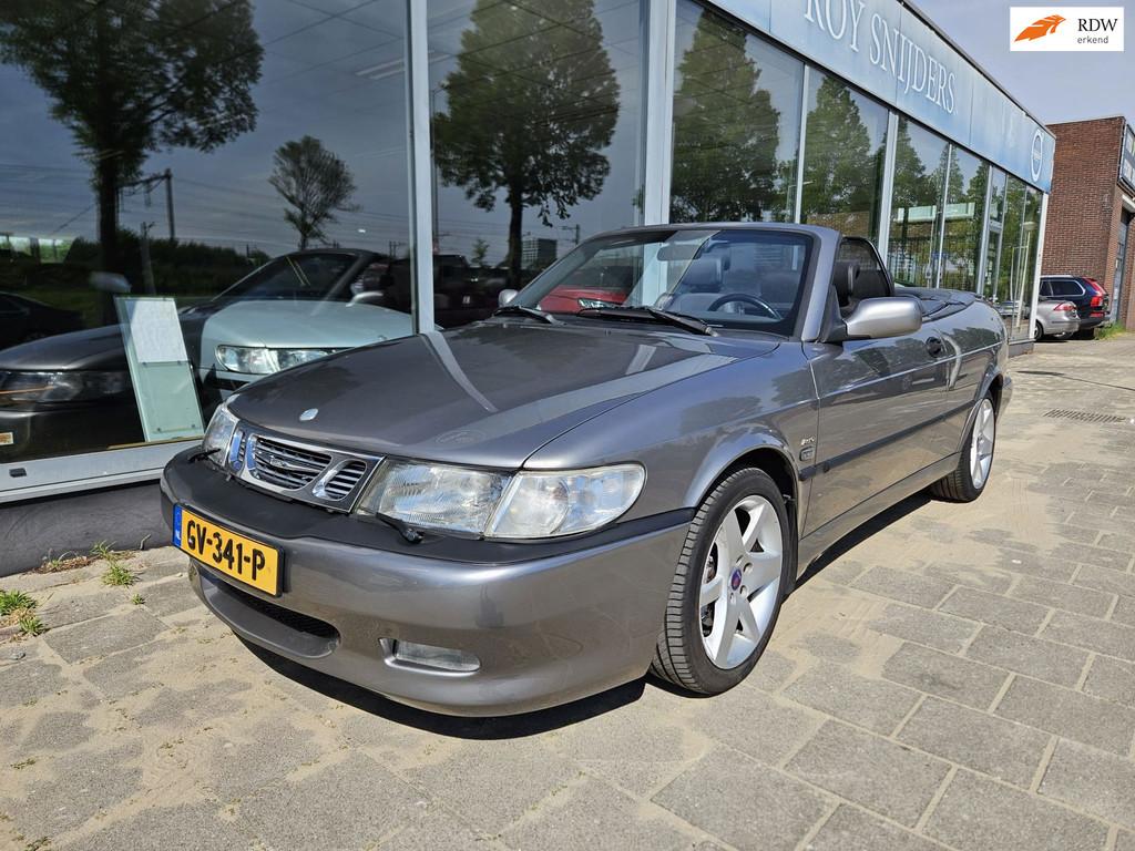 Saab 9-3 Cabrio 2.0 Turbo Aero, Auto's, Gebruikt, Zwart, 4 cilinders, Cabriolet