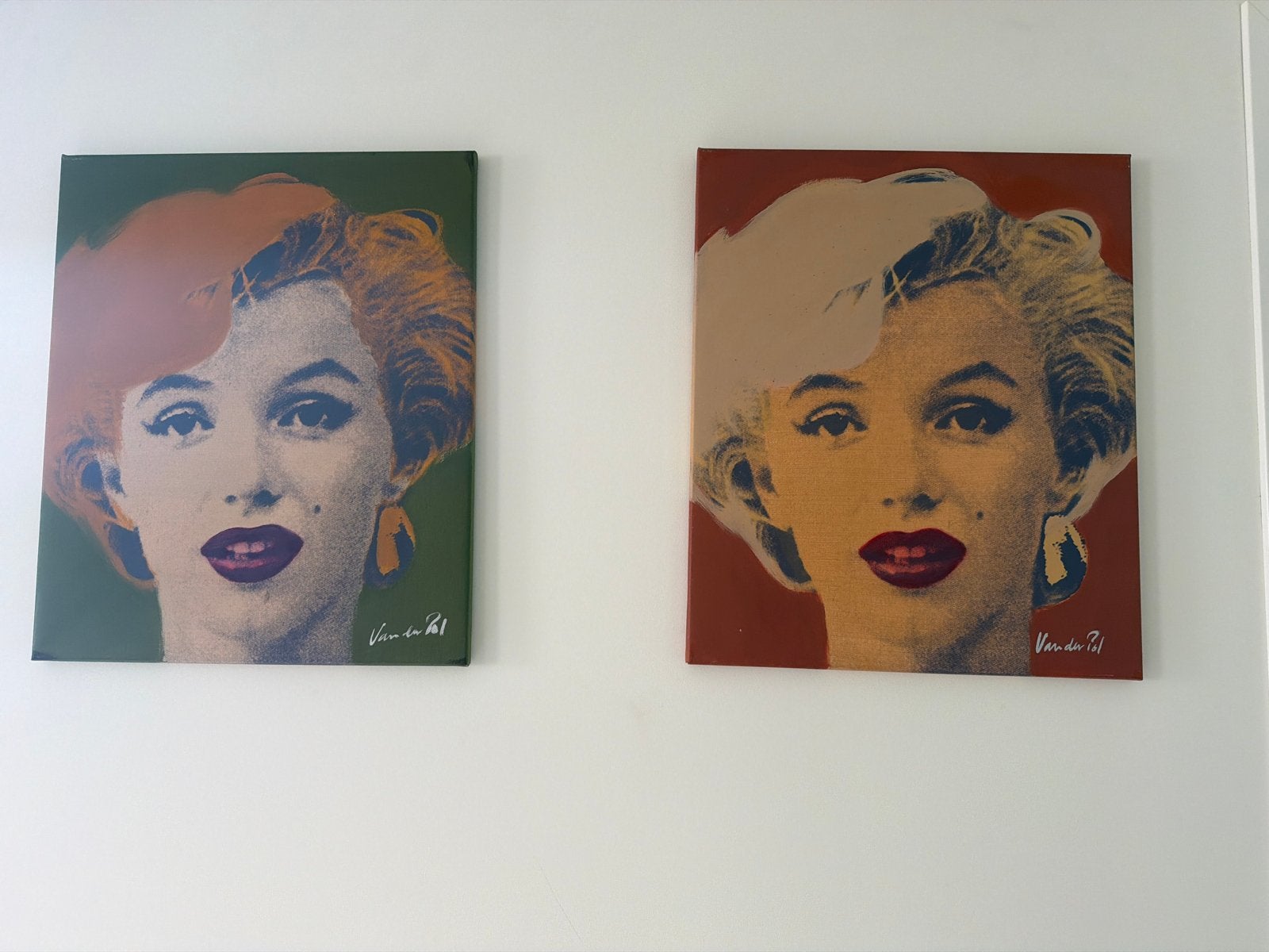 Pop Art Marilyn Monroe Schilderijen - Set van 2, Antiek en Kunst, Kunst | Schilderijen | Modern, Figuren, Ophalen of Verzenden