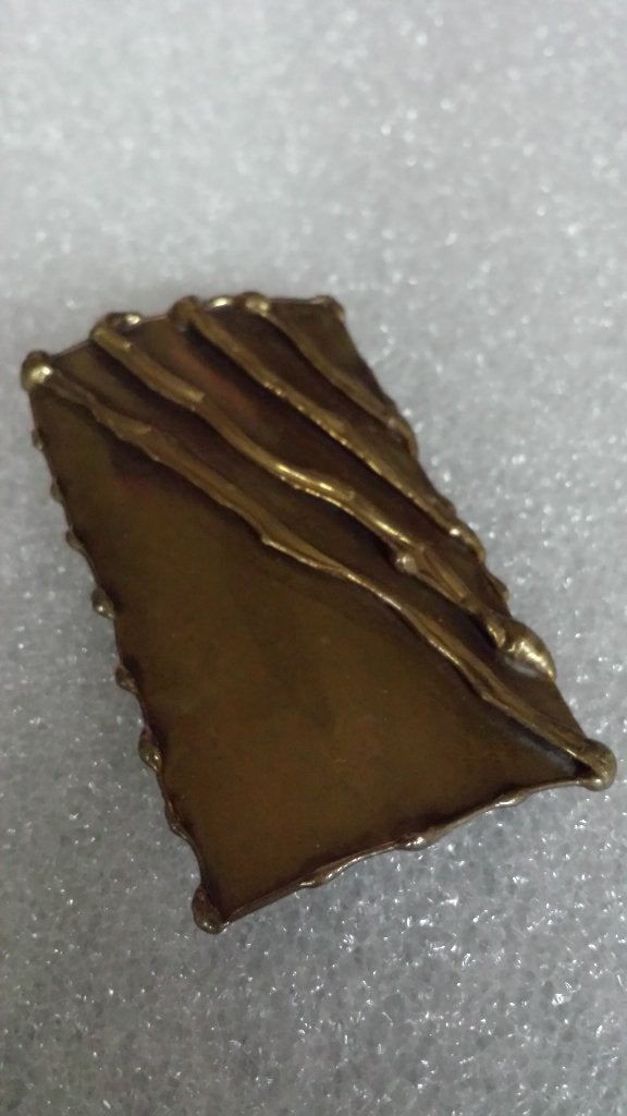 BROCHE Koperen SCHILD <> Stijl BRUTALIST / Modernist 80th, Ophalen of Verzenden