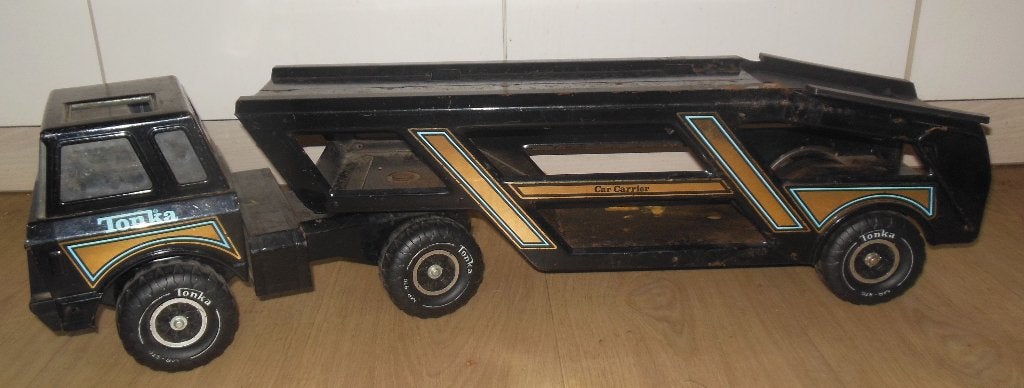 tonka grote oplegger 90cm met 3 autos in een koop, Ophalen, Gebruikt