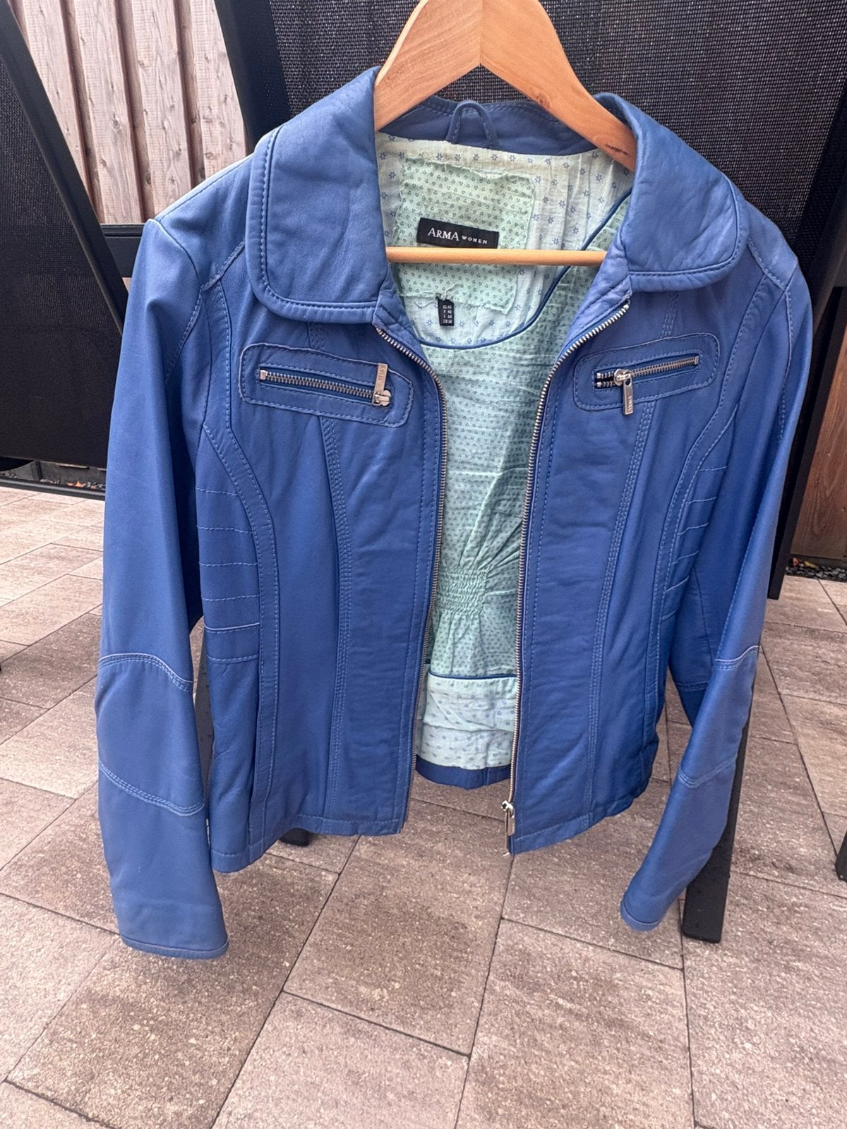 ARMA Women Leren Jasje Maat 40 Blauw, Ophalen of Verzenden, Gedragen, Maat 38/40 (M), Blauw