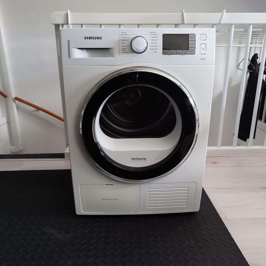 Samsung A++ warmtepompdroger, Witgoed en Apparatuur, Wasdrogers, Gebruikt, Condens, Voorlader, 6 tot 8 kg, 85 tot 90 cm, Anti-kreukfase