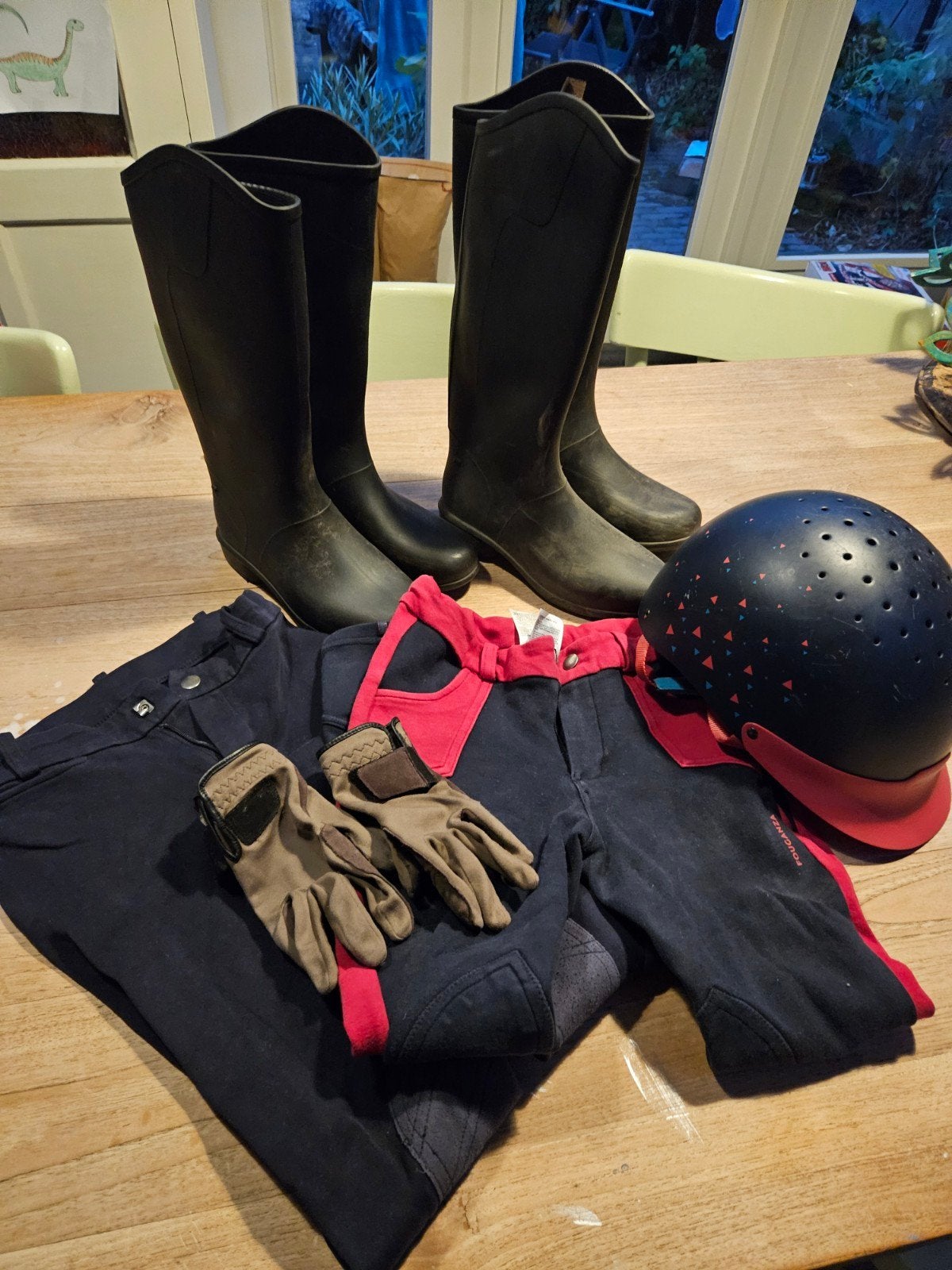 paardrijspullen, cap, paardrijbroeken en rijlaarzen, Dieren en Toebehoren, Paardrijkleding, Ophalen, Gebruikt