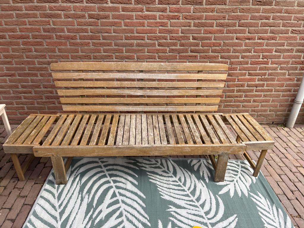 Houten tuinbank / ligbed - Teakhout, Tuin en Terras, Tuinbanken, Ophalen, Gebruikt, Teakhout