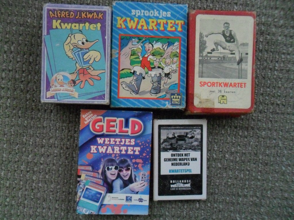 Kwartetspellen: Sprookjes-Alfred Kwak–Sport-Waterlinie-Geld, Ophalen of Verzenden, Gebruikt, Kwartet(ten)