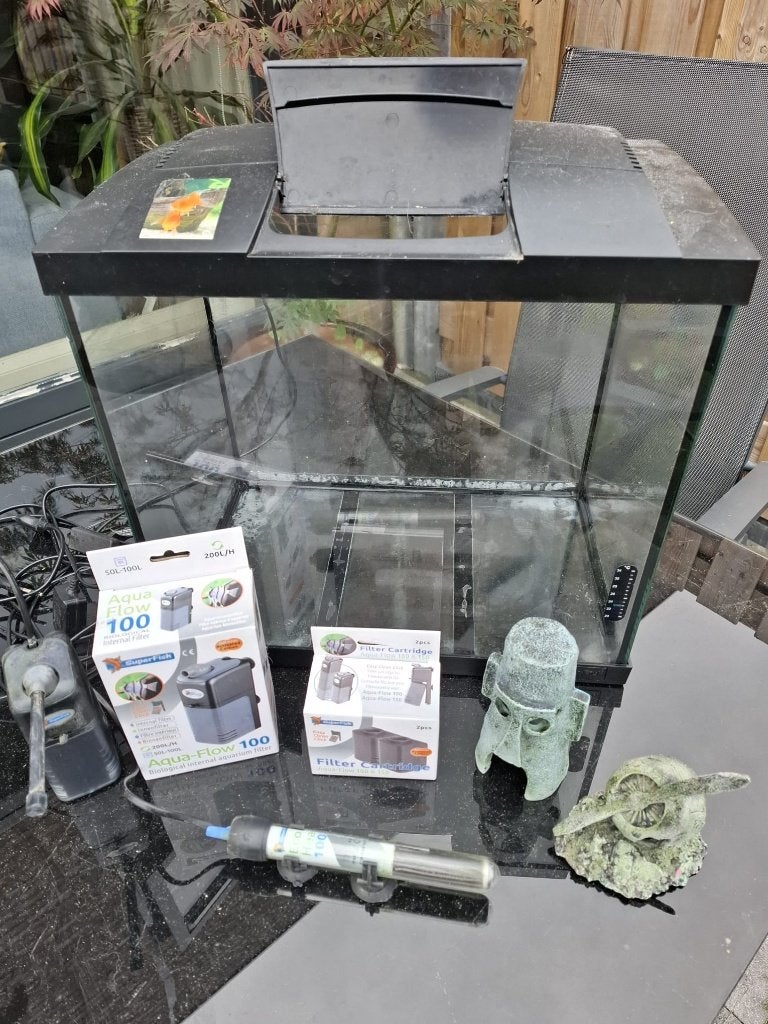 SuperFish aquarium Start 50 Tropical Kit zwart 40 L, Dieren en Toebehoren, Ophalen, Gebruikt, Leeg aquarium, Verwarming