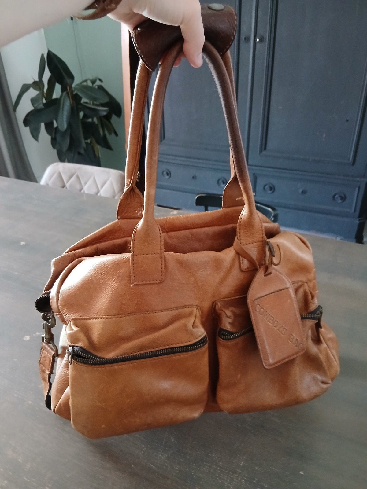 Cowboysbag leren handtas - Cognac, Ophalen, Gebruikt, Bruin, Handtas