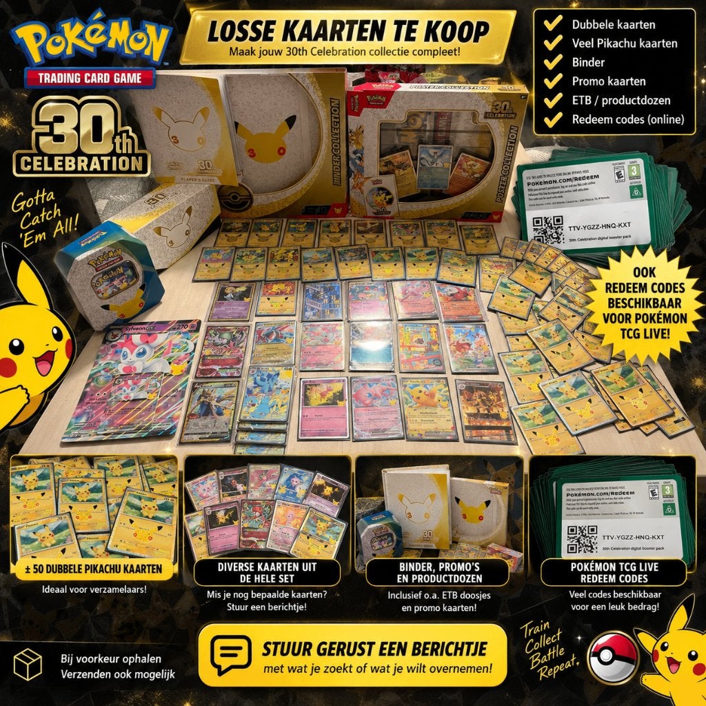 Pokémon 30th Anniversary–Pikachu Kaarten&Set Compleet Maken