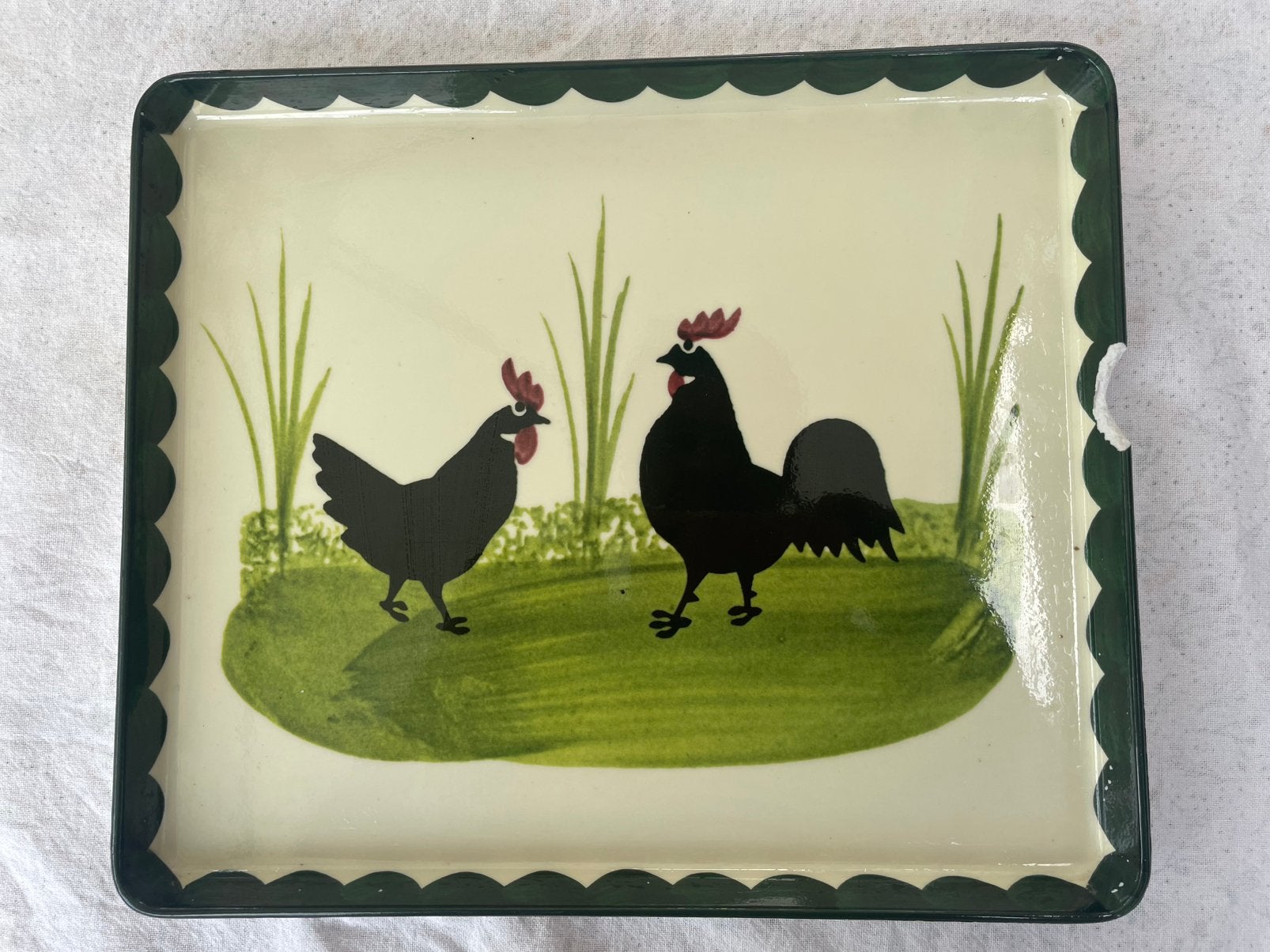 Kip en haan servies, dienblad kunststof, Kunststof, Gebruikt, Overige merken, Vintage