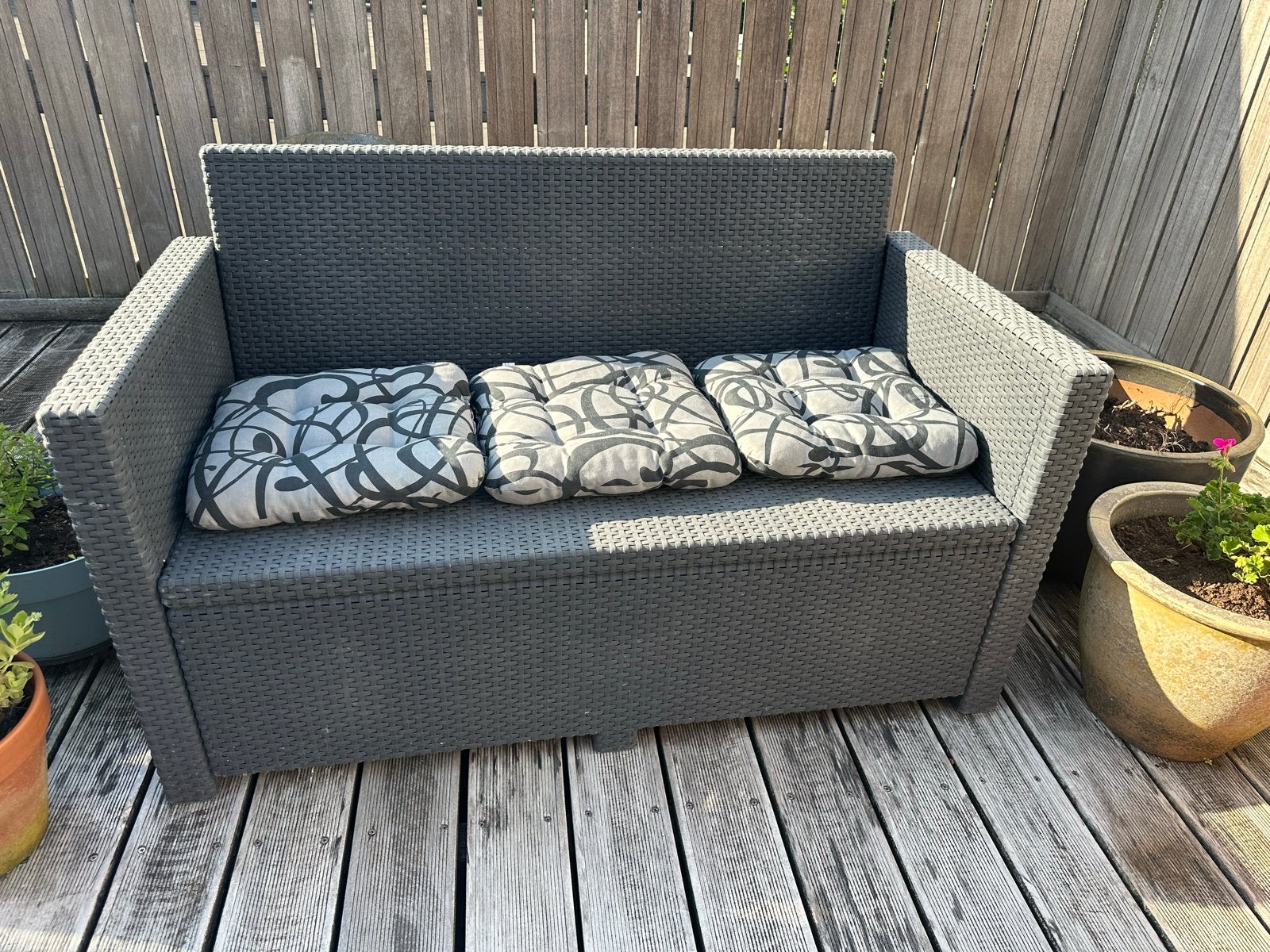 Allibert tweezitter met kussens, Tuin en Terras, Kunststof, Gebruikt, Loungeset, Bank