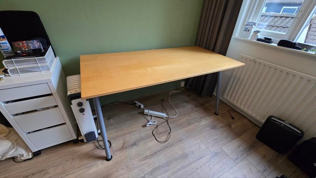 Bureau eikenkleur 160x80 cm, in hoogte verstelbaar, Ophalen, 160 cm, Gebruikt, Bruin