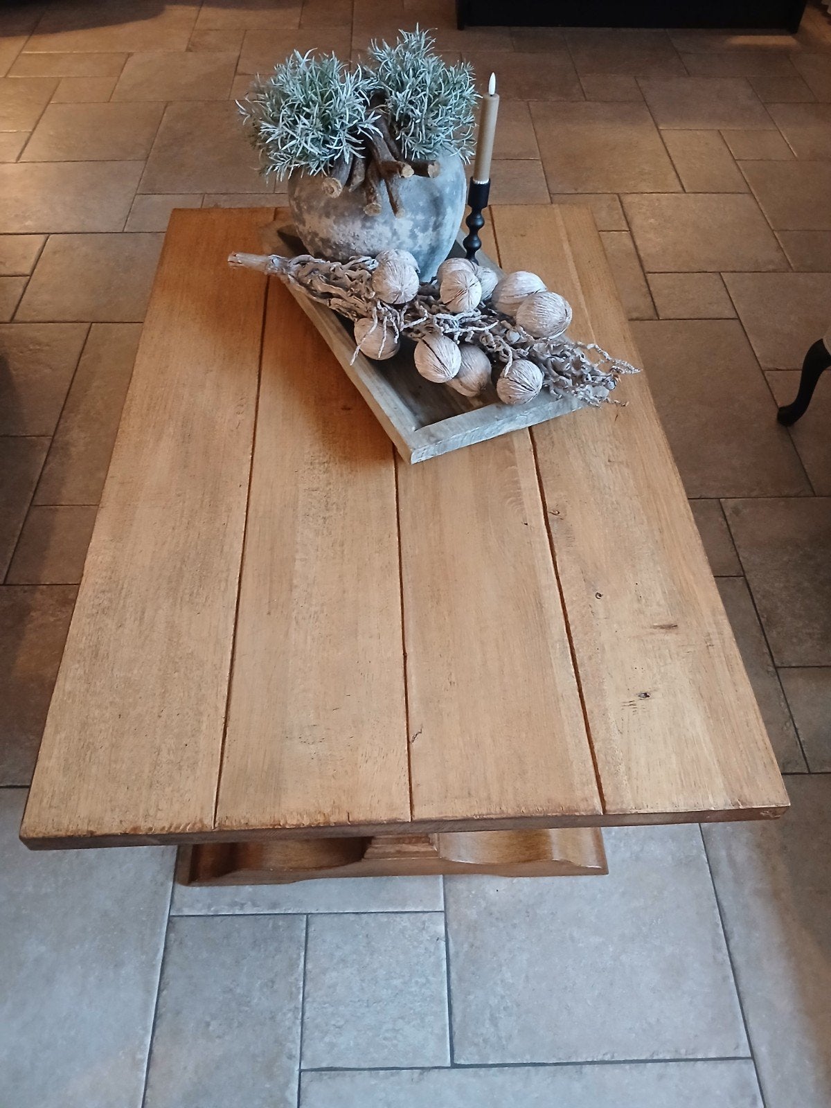 massief eiken salontafel, 100 tot 150 cm, Eikenhout, Zo goed als nieuw, Rechthoekig