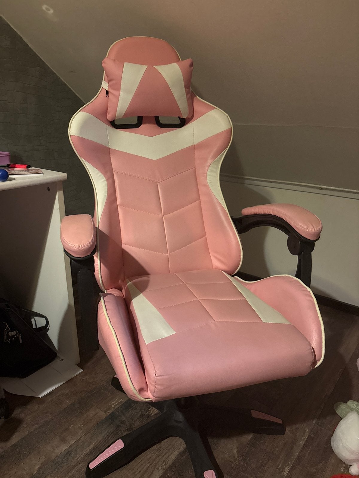 Roze Gaming Bureaustoel met Nekkussen - Zo goed als nieuw, Ophalen, Zo goed als nieuw, Roze, Gaming bureaustoel