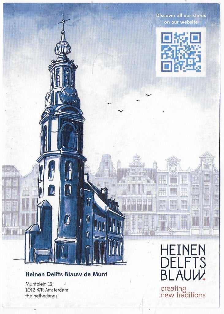 Amsterdam Heinen Delfts Blauw de Munt Ansichtkaart B7993 ), Ophalen of Verzenden, 1980 tot heden, Gelopen, Noord-Holland