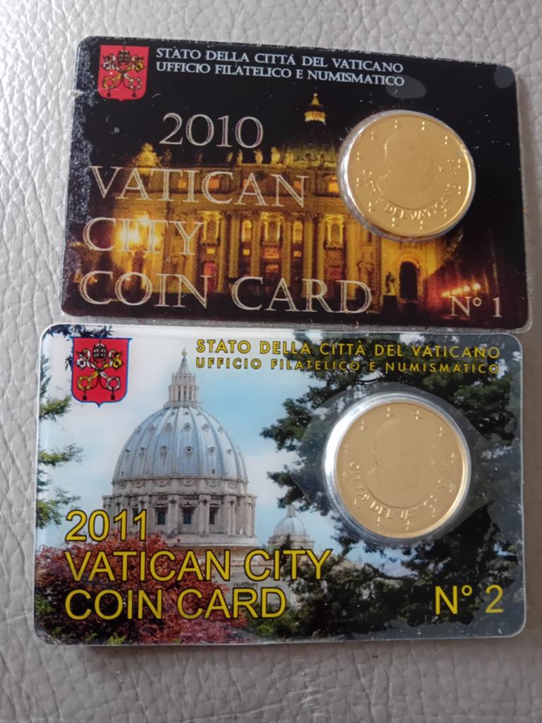 Vaticaanstad Coin Card 2010 & 2011 - 50 cent, Postzegels en Munten, Munten | Europa | Euromunten, Ophalen of Verzenden
