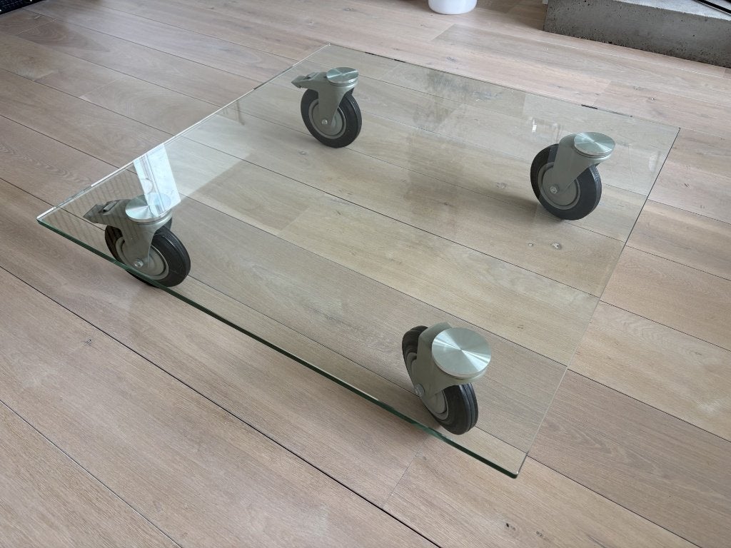 salon tafel - Fontana Arte “Tavolo con Ruote” (origineel), Ophalen, 50 tot 100 cm, Vierkant, 50 tot 100 cm