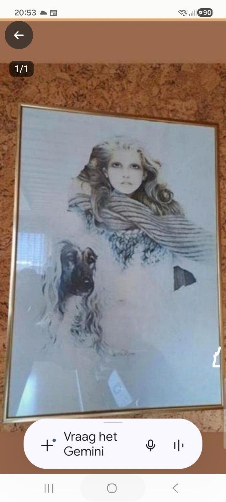 vintage reproductie Sara Moon (goudkleur./B50/H70cm) (zgan), Ophalen, Overige materialen, Overige stijlen, Zo goed als nieuw