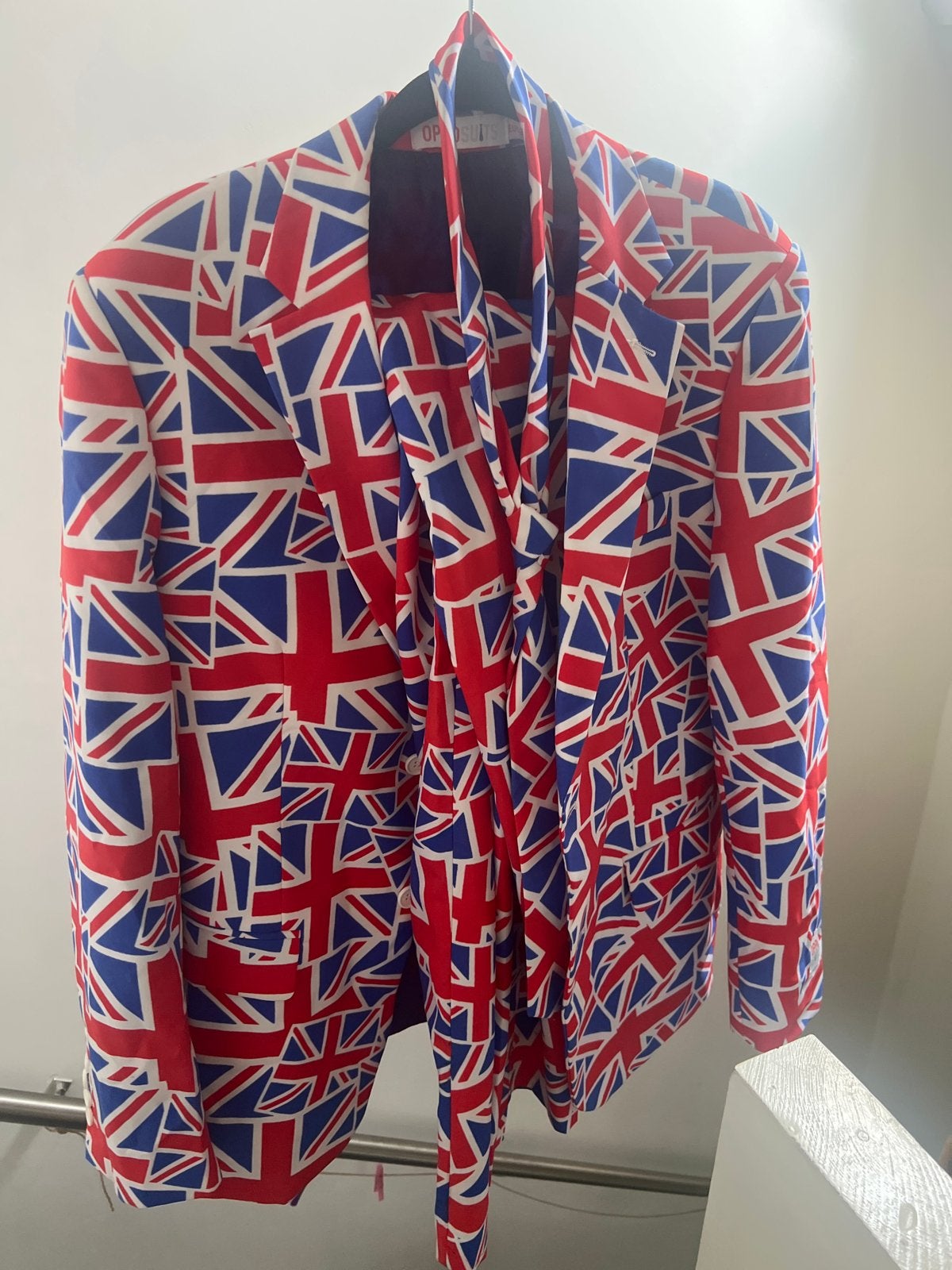 Opposuits UK Pak Maat 52 Man - Union Jack Kostuum, Ophalen of Verzenden, Gedragen, Maat 52/54 (L), Meerkleurig