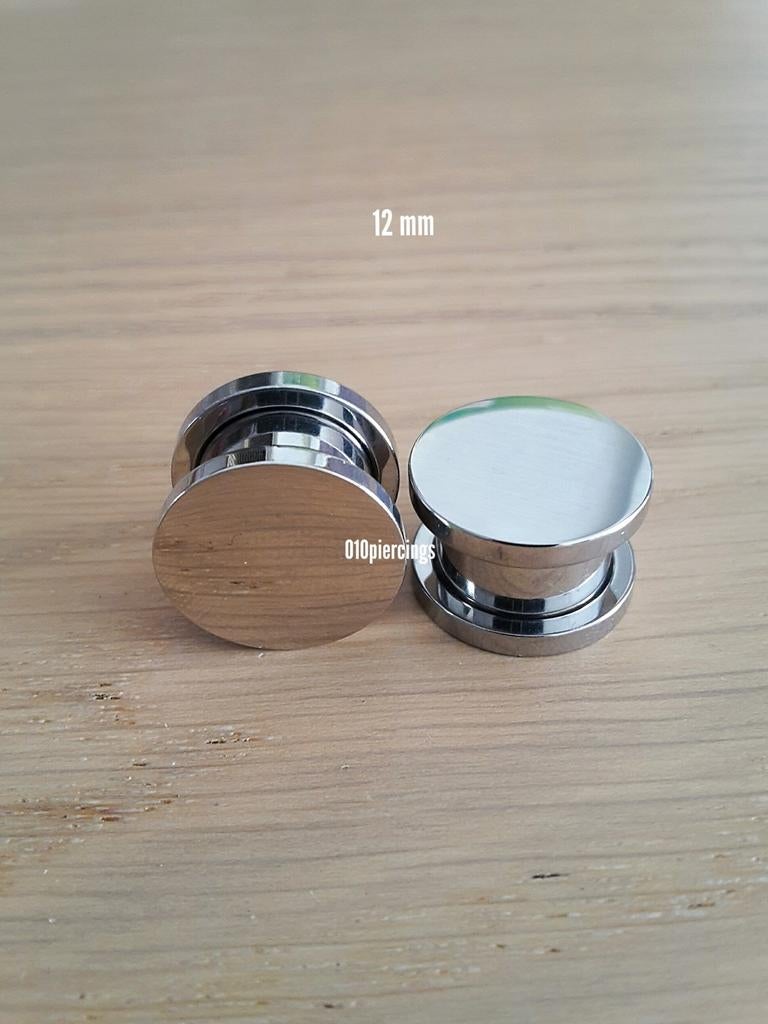 Nieuwe pluggen, tunnels. Staal. Spiegel. 6, 8, 14, 16 mm., Ophalen of Verzenden, Zo goed als nieuw, Staal, Oor- of Traguspiercing