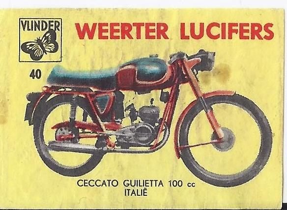 Lu9 lucifermerk motor ceccato guilietta 100 cc italië, Ophalen of Verzenden, Zo goed als nieuw, Luciferdoosjes of -merken