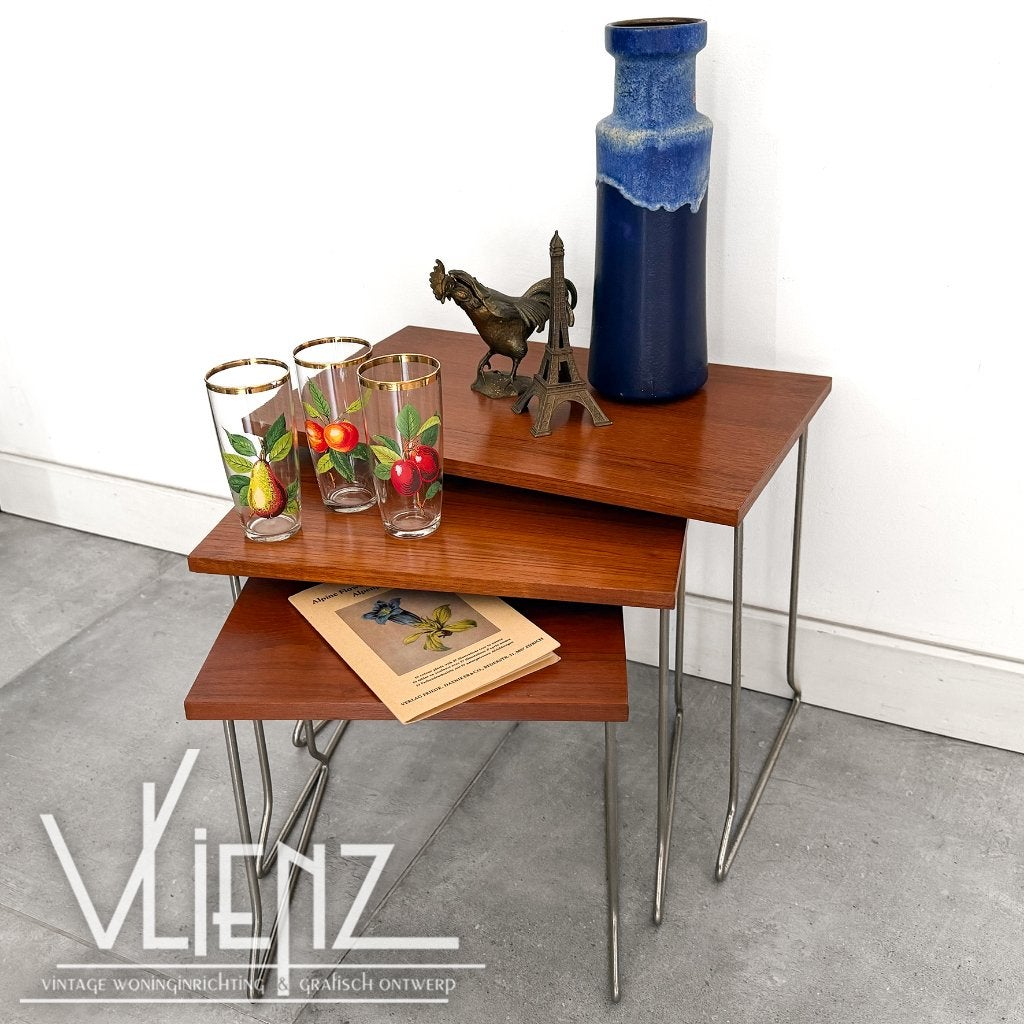 Vintage, midcentury mimiset Brabantia, nesting tables, Ophalen, Minder dan 45 cm, Minder dan 55 cm, Gebruikt