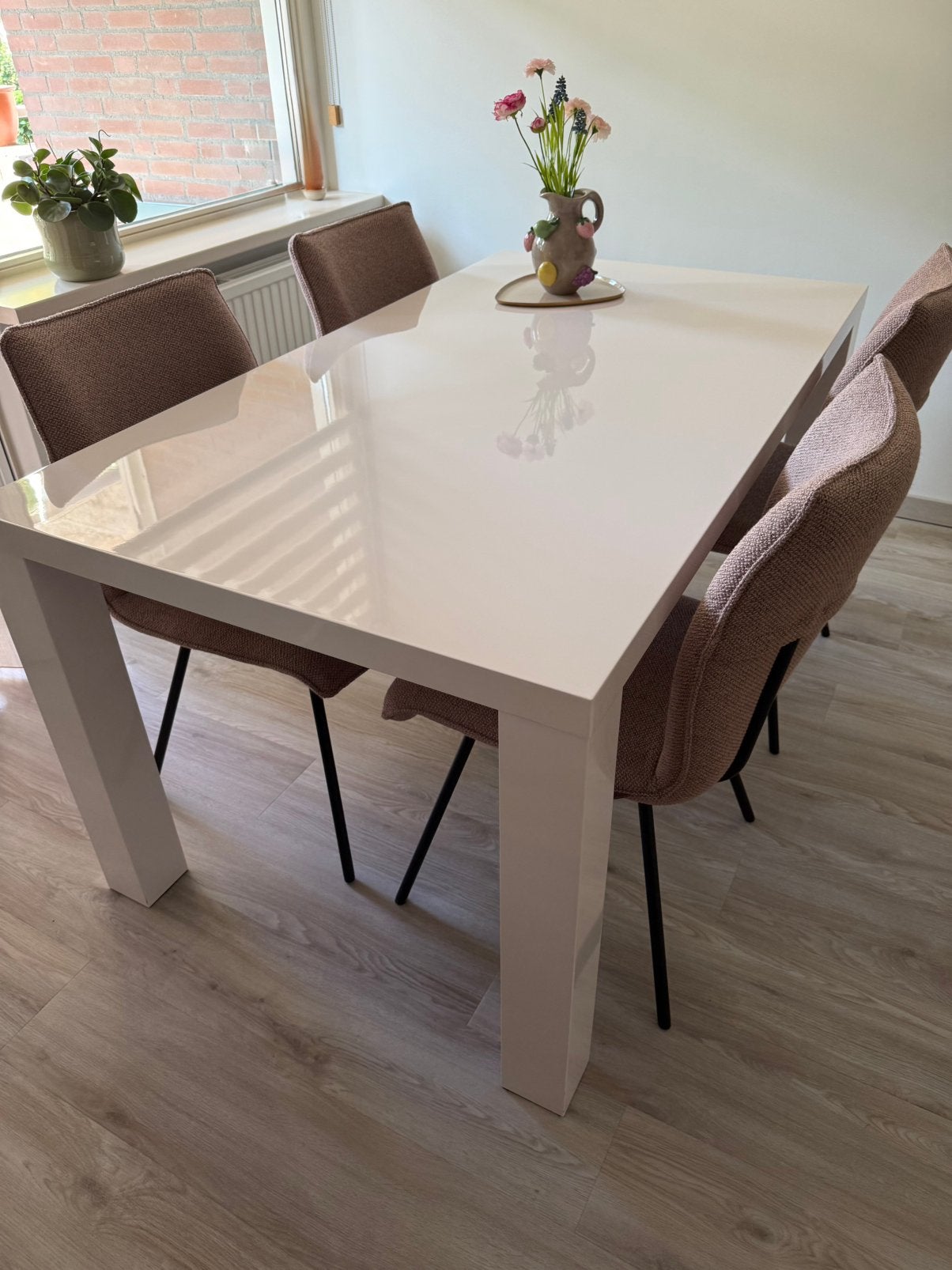 Witte hoogglans tafel in zeer goede staat (1.60cm), Huis en Inrichting, Tafels | Eettafels, Ophalen, 50 tot 100 cm, Zo goed als nieuw
