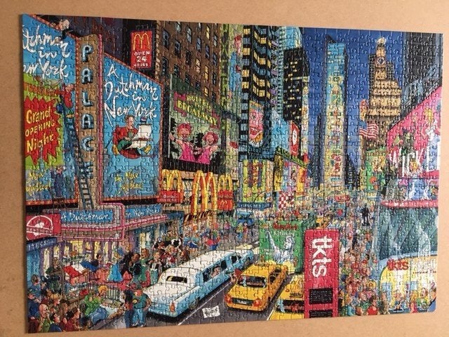 puzzels Fleroux/Frans le Roux: Cities of the world: New York, Ophalen of Verzenden, 500 t/m 1500 stukjes, Zo goed als nieuw, Legpuzzel
