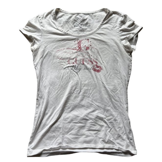 Vintage Guess T-shirt Maat S, Verzenden, Wit, Korte mouw, Maat 36 (S)