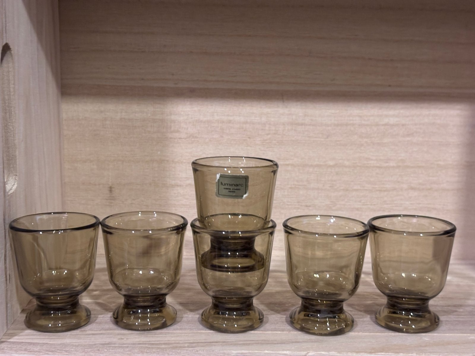 Set van 6 Luminarc France rookglas eierdopjes, Overige typen, Ophalen of Verzenden, Effen, Glas