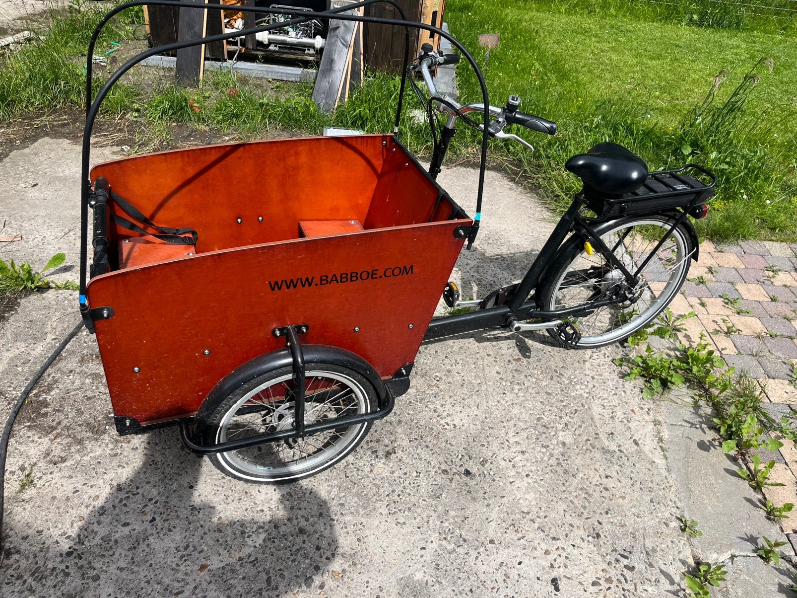 Babboe bakfiets elektrische met werk, Fietsen en Brommers, Ophalen, Zo goed als nieuw, 4 kinderen of meer