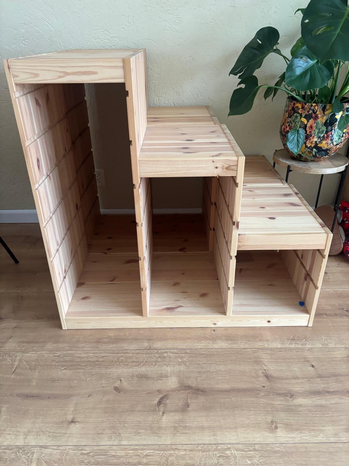 Houten trofast kast ikea / opbergmeubel van grenenhout, Ophalen, Met plank(en), 100 tot 150 cm, 50 tot 100 cm