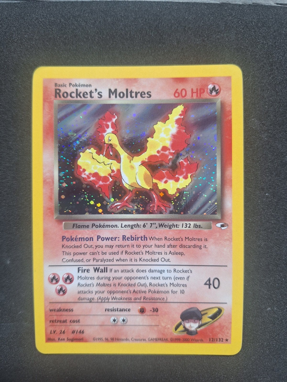 Rocket's Moltres Gym Challenge, Ophalen of Verzenden, Zo goed als nieuw, Losse kaart, Foil