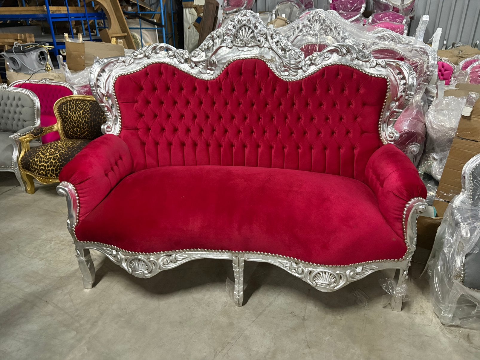 Zilver rood barok bank **actie**, Ophalen of Verzenden