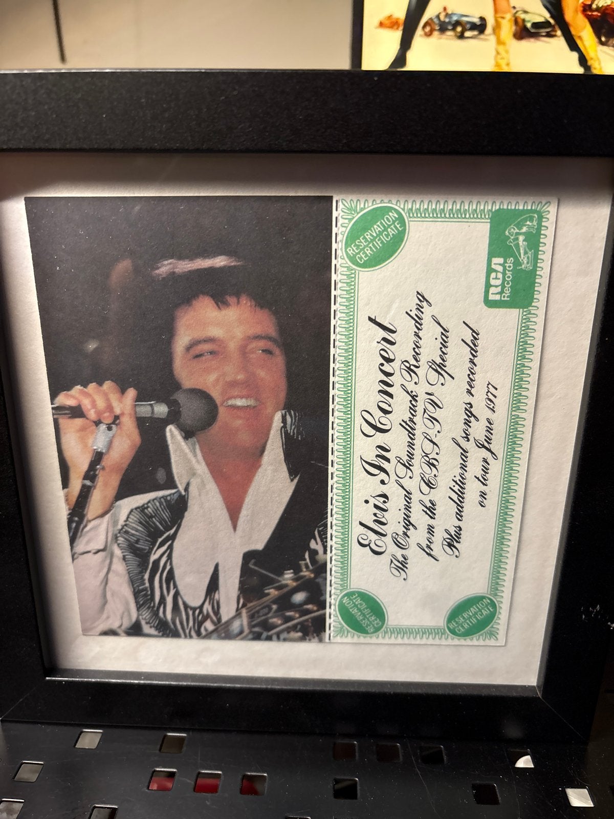 Elvis in Concert 2 LP USA reserveringsformulier ingelijst, Verzamelen, Ophalen of Verzenden, Zo goed als nieuw, Poster, Artwork of Schilderij