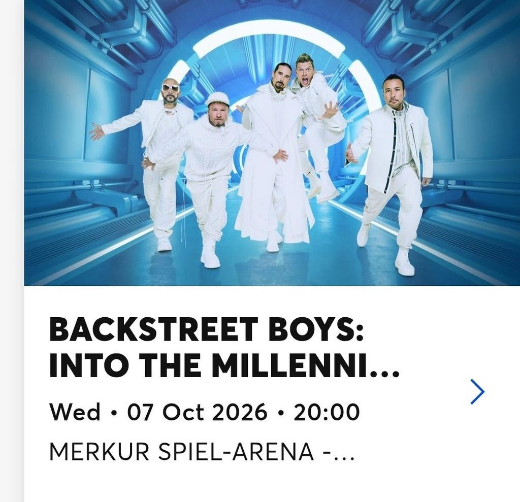 Backstreet Boys concertkaartje 7 ok. 1x Millenium lounge, Tickets en Kaartjes, Eén persoon, Oktober
