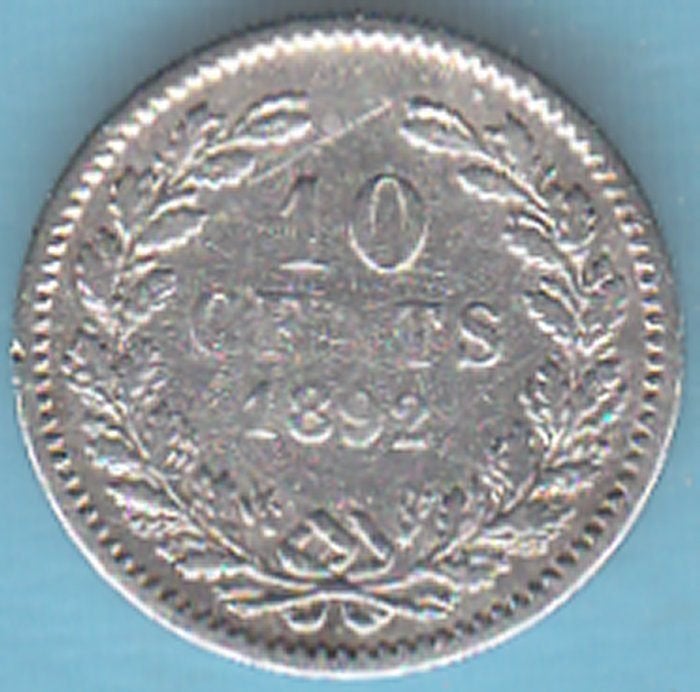 Nederland 10 cent 1892 Wilhelmina zilver in munthouder, Postzegels en Munten, Zilver, Ophalen of Verzenden, 10 cent, Koningin Wilhelmina