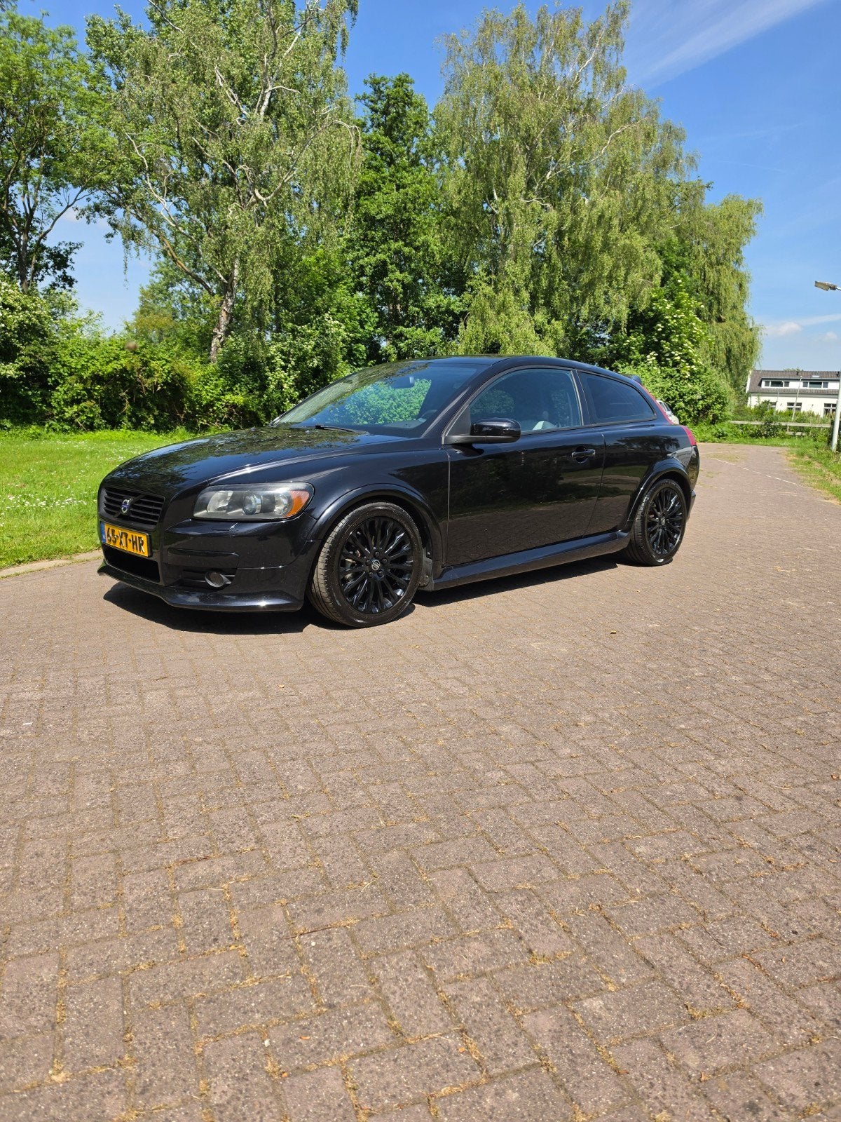 Volvo C30 2.0  2007 Zwart, Auto's, Voorwielaandrijving, 4 cilinders, 4 stoelen, Leder en Stof