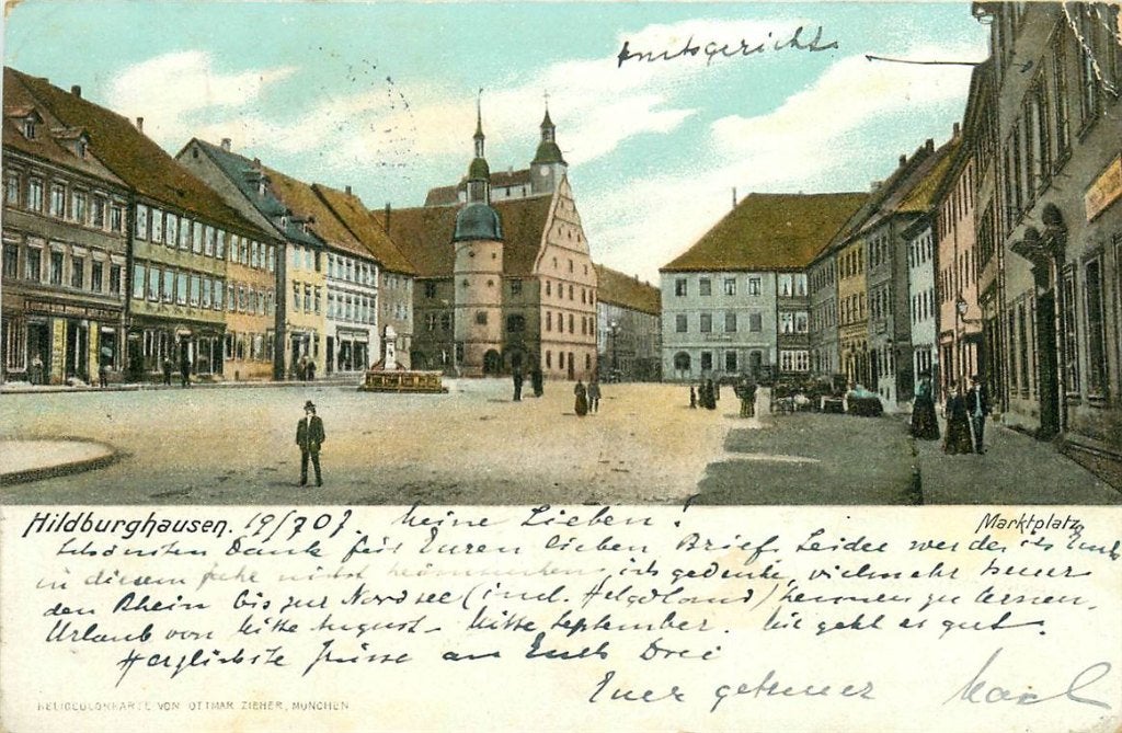 379-076-035 Hildburghausen Marktplatz, Ophalen of Verzenden, Voor 1920, Duitsland