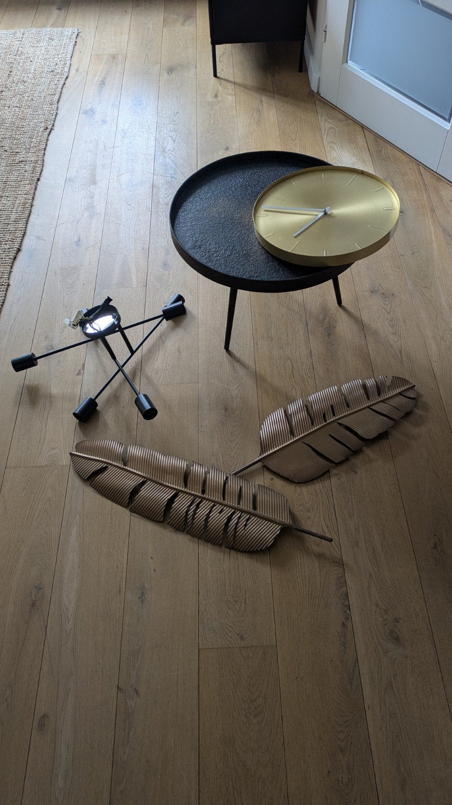 Salontafel klok lamp bladen (set), Ophalen, Goud, Analoog, Zo goed als nieuw