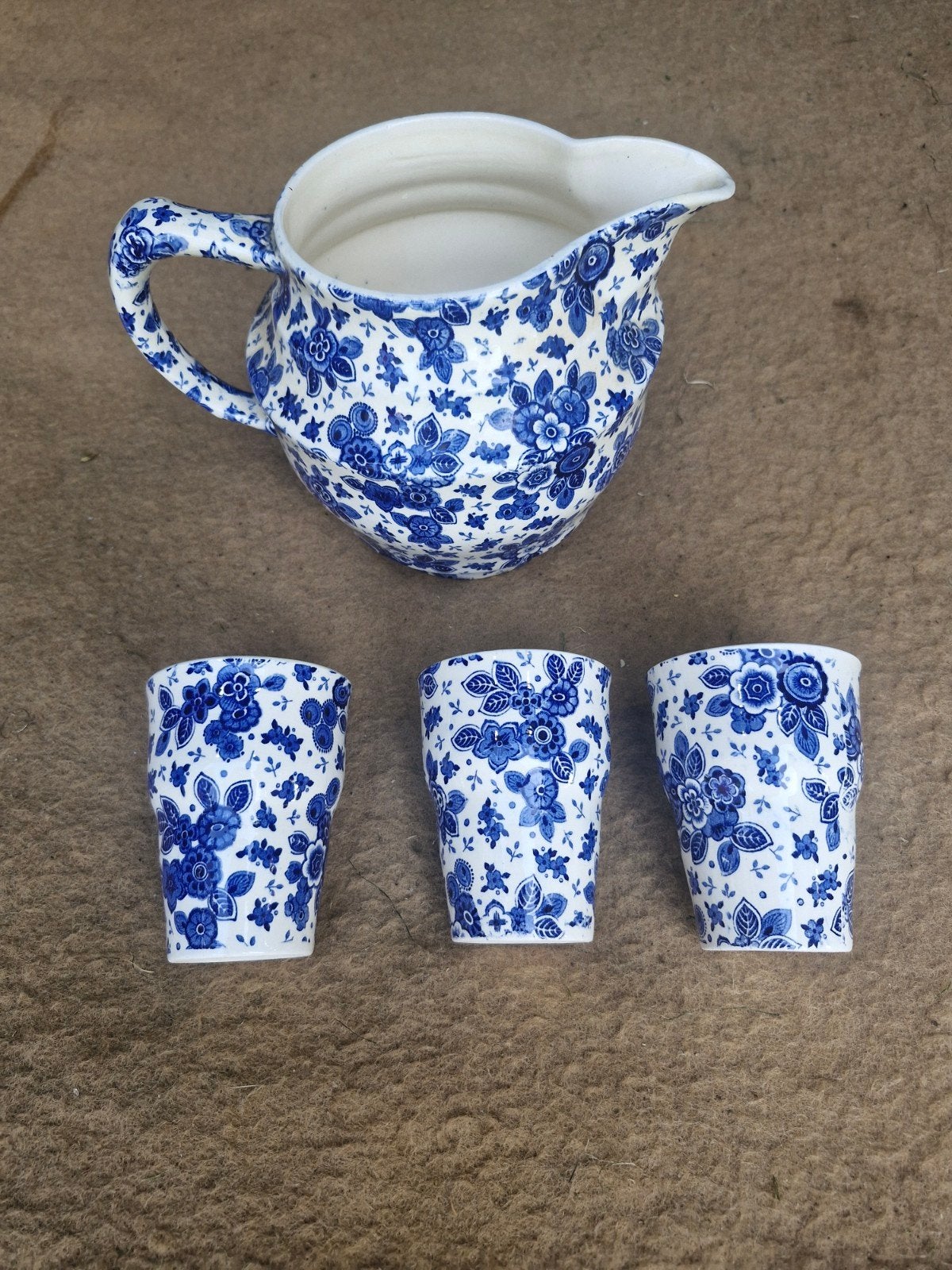 Vintage Beatrix Delfts Blauw Kan en Bekers Set, Antiek en Kunst, Antiek | Keramiek en Aardewerk, Ophalen of Verzenden