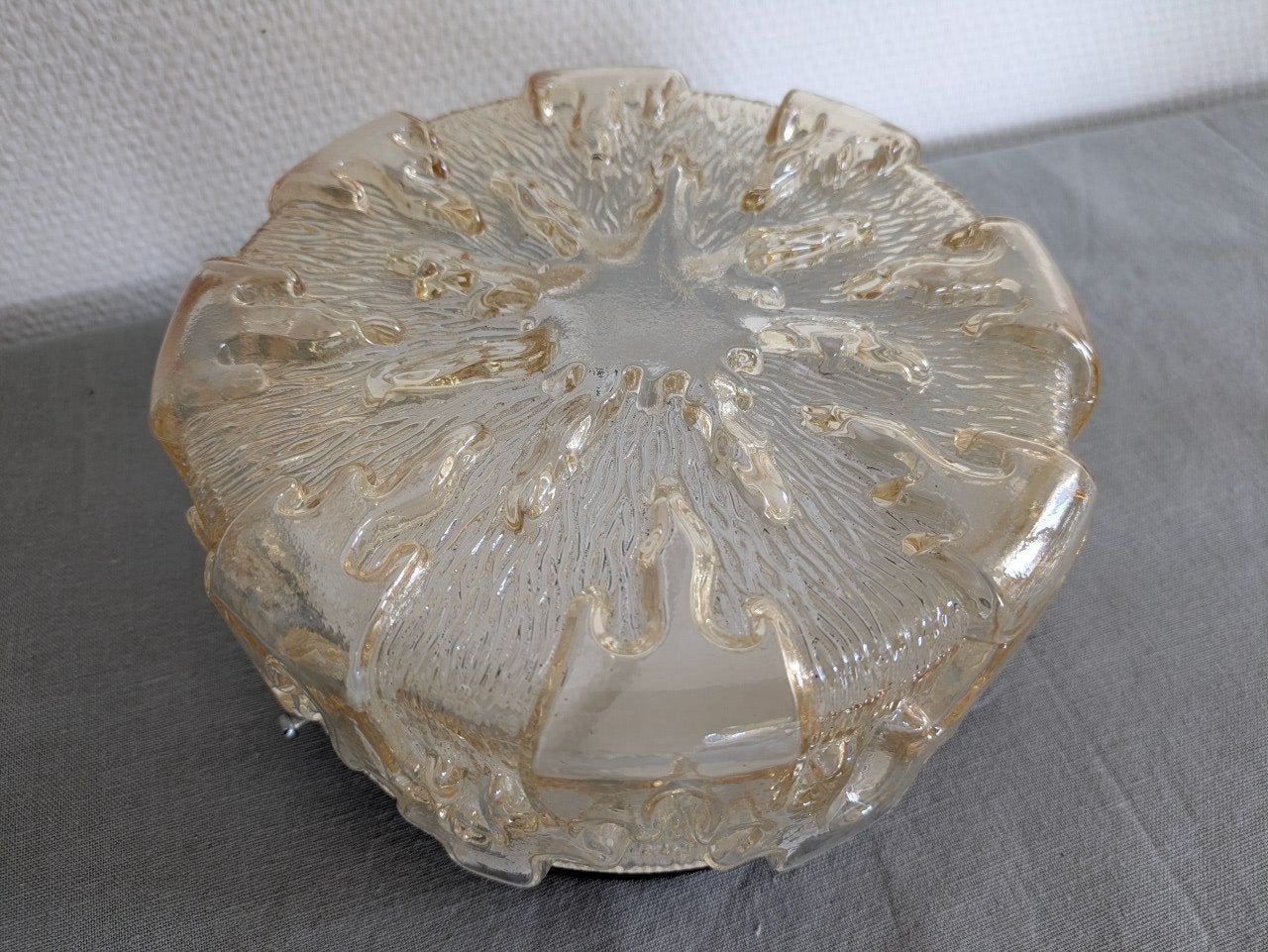 Franse Vintage plafondlamp plafonnière muurlamp olieglans, Ophalen of Verzenden