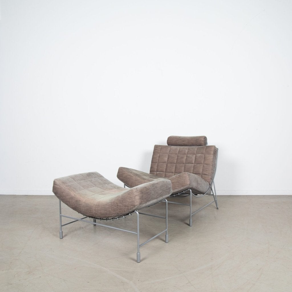 Leolux Volare Fauteuil Taupe Stof + Hocker, Niet ingevuld, Zo goed als nieuw, Niet ingevuld, Niet ingevuld