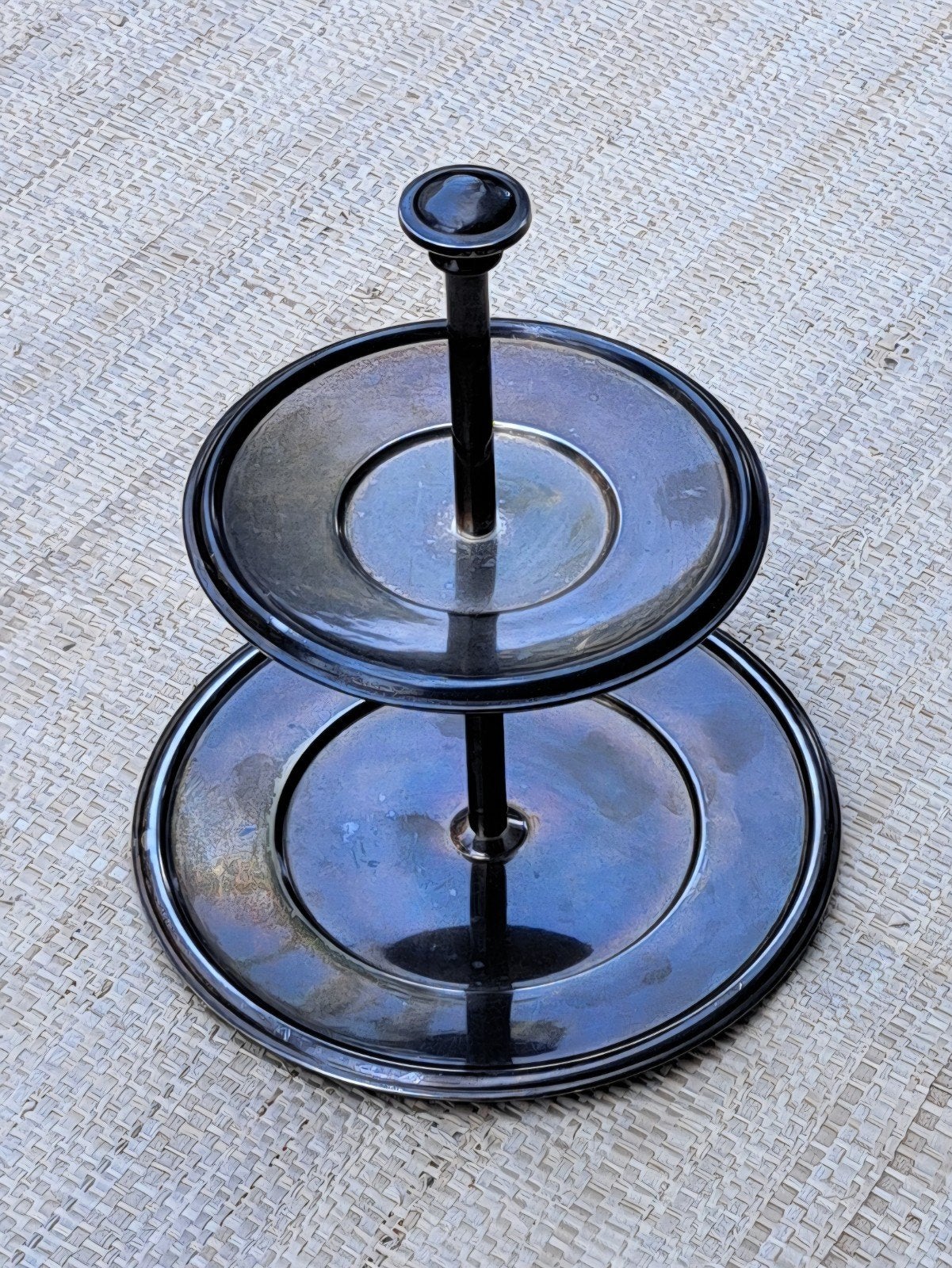 Brocante etagere hotelzilver 2 laags, Ophalen of Verzenden, Etagère, Metaal