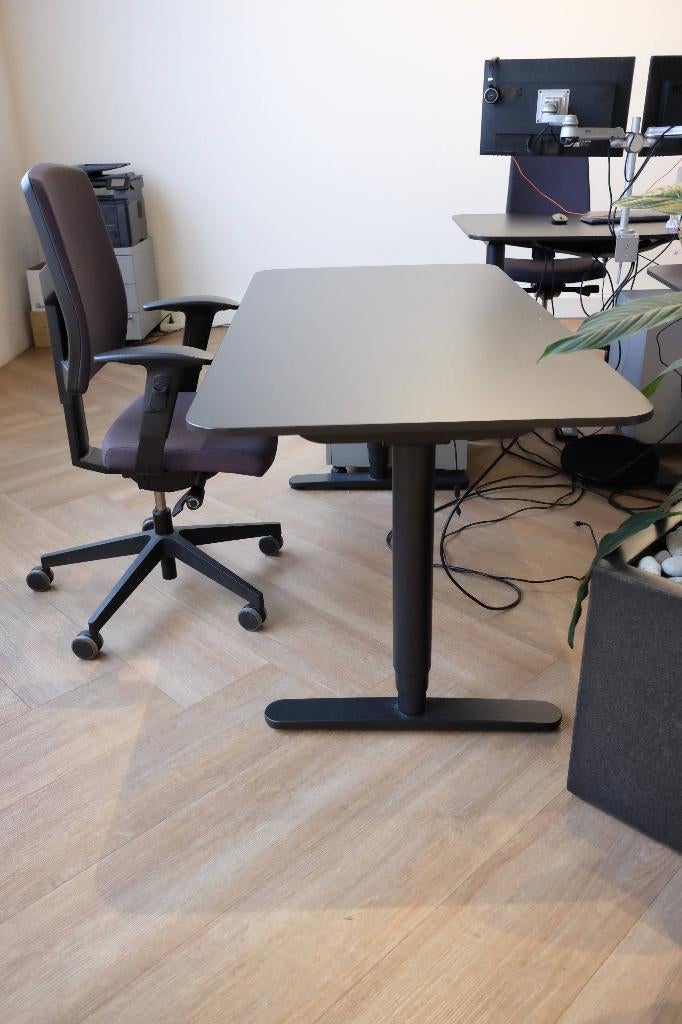 Elektrisch zit/sta bureau, (2 stuks beschikbaar), Ophalen, Zit-sta bureau, Gebruikt, Metaal