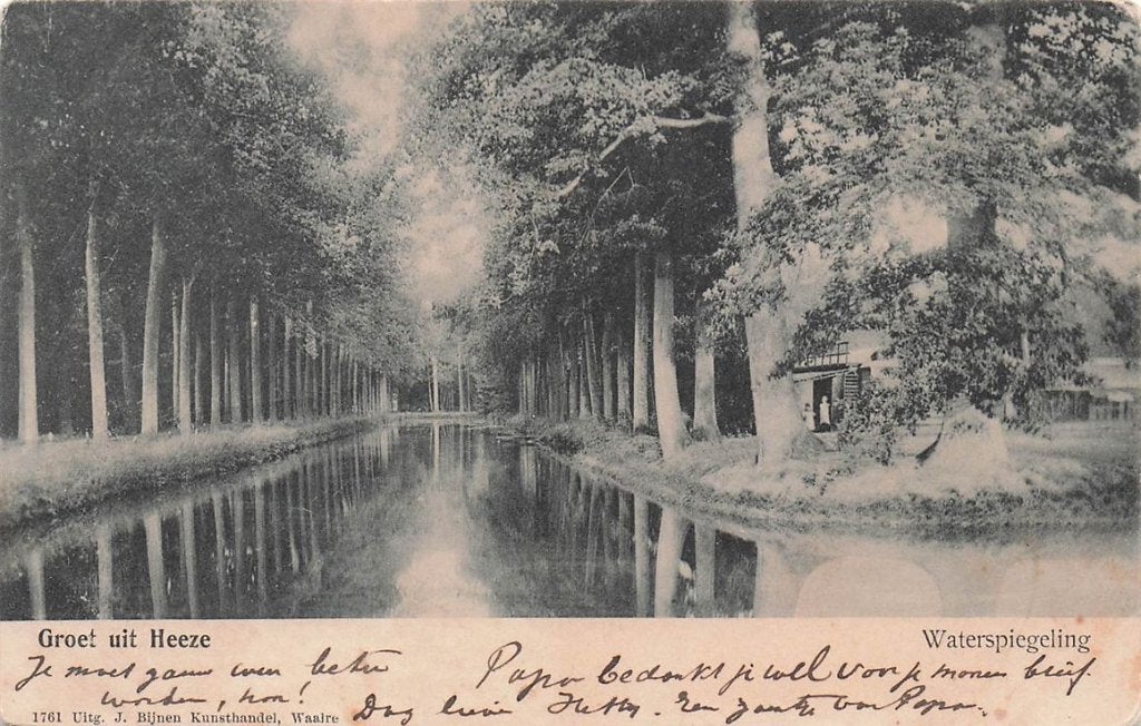 703-080-043 Groet uit Heeze Waterspiegeling, Verzamelen, Ansichtkaarten | Nederland, Verzenden, Voor 1920, Noord-Brabant